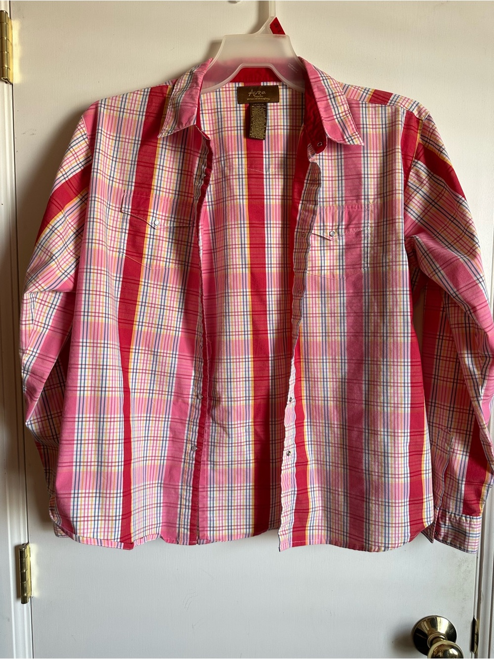 Wrangler Pink Plaid Button-Up Shirt